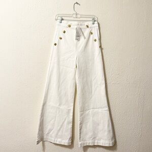 NWT ALovesA White Ivory Sailor Style Gold Button Wide Leg High Rise Jeans